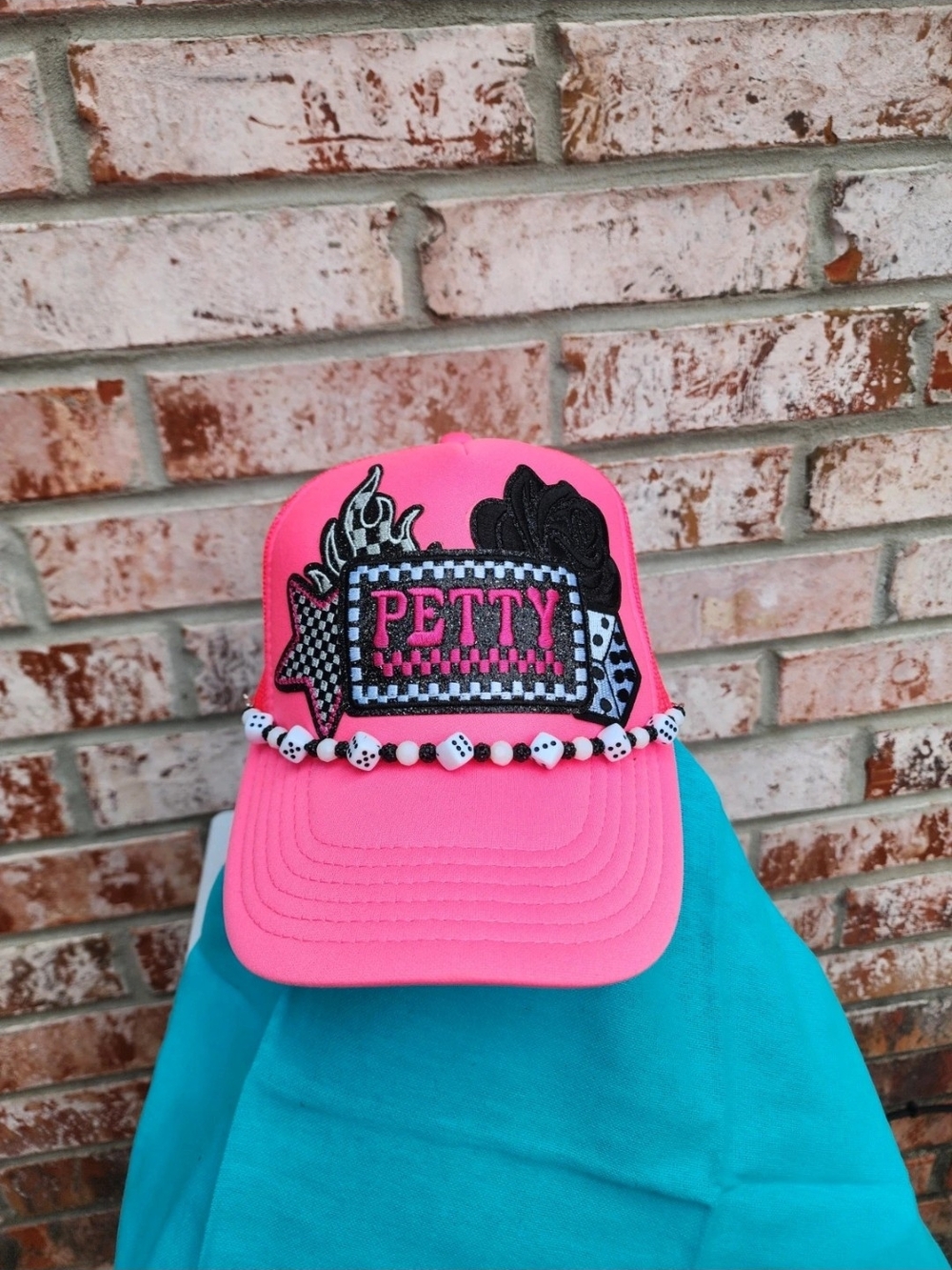 Hot Pink 'PETTY' Embroidered Trucker Hat